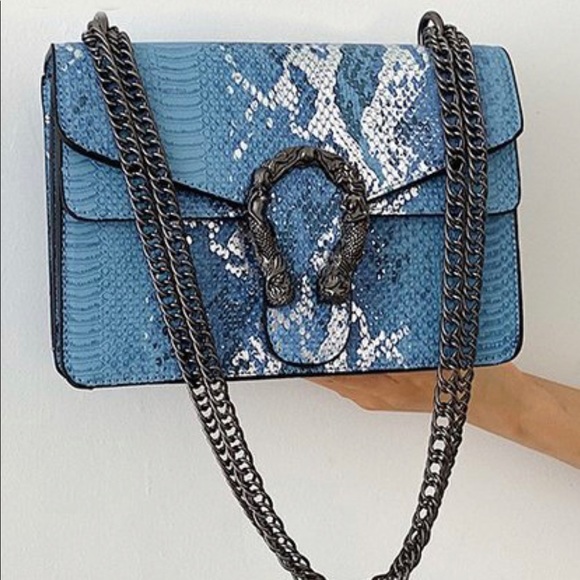 Animal Print Metallic Gunmetal PU Leather Bag - Picture 7 of 7